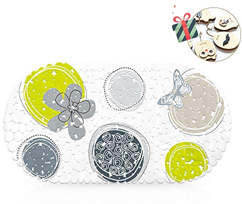 Badezimmer Duschmatten Dusche rutschfest, Chickw1 Cartoon Tier Badematte Rutschmatte Duscheinlage für Badezimmer Antibakteriell mit Saugnäpfe Anti-Rutsch-Badewanneneinlage (69x35cm,Schmetterling)