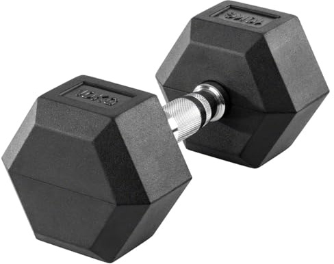 Sport-Tec Hex Kompakthantel aus Gummi, Hexagon-Hantel, Krafttraining, Fitness Hantel, Muskelaufbau, Bodybuilding