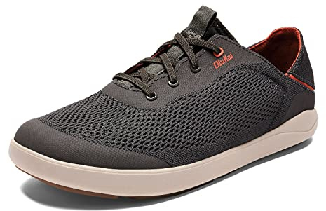 OLUKAI Moku Pae Men's Boat Shoes, Water Resistant & Breathable Mesh, Easy Slip On Design, Quick-Drying & Enhanced Traction, Island Salt/Koi, 9.5