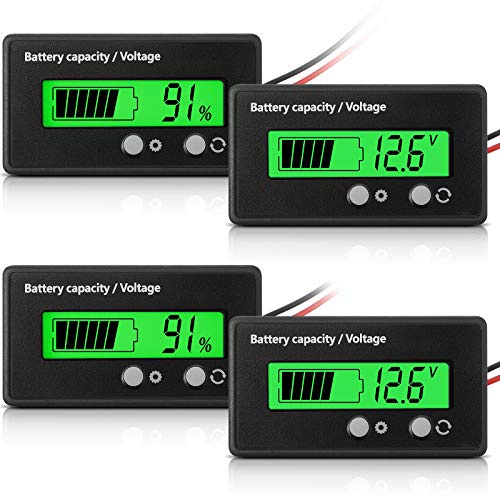 Frienda 2 Set Golf Cart Battery Meter 12V-84V with Alarm, Green