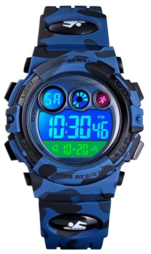 CakCity Kids Digital Sport Watch for Boys – Outdoor Waterproof Military Wrist Watch with Alarm & Stopwatch, Camo Children’s Watch for Ages 5–10