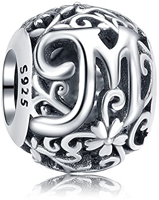 Annmors Damen Buchstabe A-Z Charms für Armband 925 Sterling Silber Anhänger Vintage Alphabet Bead Buchstabieren Sie das Wort Sammlung