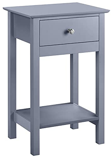 Yaheetech Nachttisch mit Schublade, Beistelltisch mit Ablage, Nachtkonsole Kommode Sofatisch, 40 x 30 x 61 cm Grau