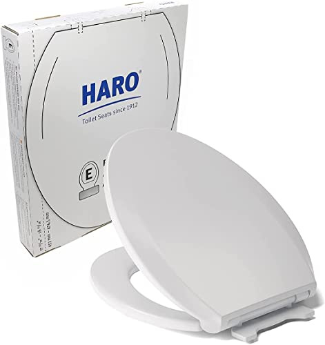 HARO | ELONGATED Toilettensitz | Slow-Close-Seat | Heavy Duty up to 250 kg, Quick-Release & Easy Clean, Fast-Fix-Scharnier, rutschfeste Stoßstangen, Weiß | Advanced (PP) | 47 x 36,8 cm x 5,9 cm