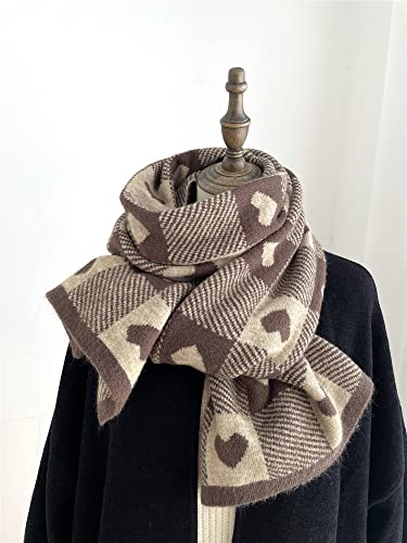 UKKO Schal Gestrickte Liebesschal Schwarz-Weiß-Plaid-Farbe, Passender Warmer Lätzchen Für Weibliche Winterstudenten Verdickung Liebhaber-S