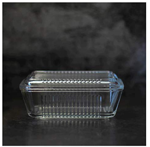 luckxuan Mantequera Plato de Mantequilla de Cristal con Tapa.Caja de Almacenamiento Transparente para los Pasteles de Mantequilla de Frutas. La Caja de Productos Familiares y Amigos