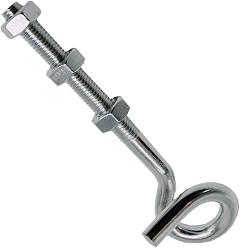 Christoph Palme Schraubhaken M10 x 140mm Deckenhaken mit Gewinde Stahl verzinkt Sicherheits-Schaukelhaken mit drei Gewindemutter Belastbarkeit max. 125kg