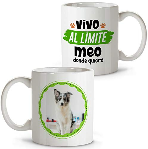 LolaPix Tazas Originales. Taza Personalizada. Regalo Personalizado. Foto Mascota. Taza Cerámica. Diseño Perro. Perro Meón