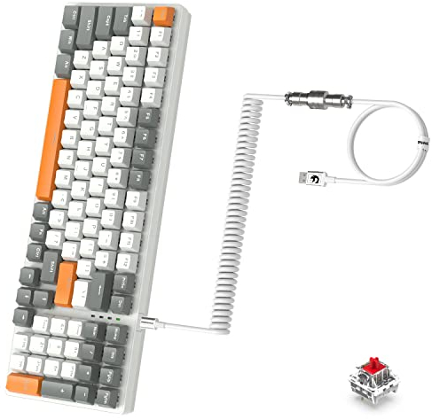 Mechanische K3 Pro-Tastatur kabelgebunden ultrakompakt 98 Tasten RGB-beleuchteter LED- linearer roter Schalter USB-Spiralkabel Typ-C auf USB-A TPU-Federkabel Abnehmbarer Luftfahrtstecker aus Metall