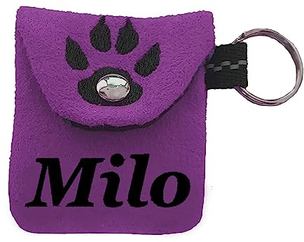 Tasche Steuermarke Hundemarke Namensschild Anhänger Hunde Name WUNSCHNAME Wildleder Imitat Hundehalsband Täschchen Telefonnummer (Wildleder Imitat lila)