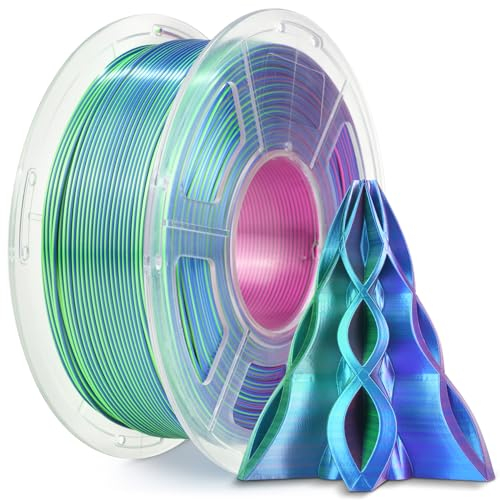 SUNLU Silk PLA Plus 3D-Druckerfilament, dreifarbig glänzendes PLA+-Filament 1.75 mm, Seidentexturen, 360° Enthüllt Viele Farben, Maßgenauigkeit +/- 0.02 mm, 1kg Spule (2,2 lbs), Blau Grün Lila