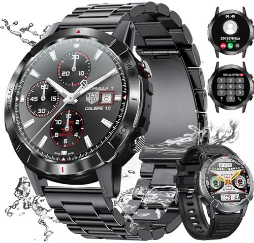 Tisoutec Smartwatch Uomo con Chiamata | 1,43 Display AMOLED | 2 Cinturini Orologi | IP68 Impermeabile, Orologio Smartwatch Uomo Con Pulsossimetro 24/7, Sonno, SpO2, 112 Sport per iOS/Android.