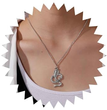 Inateannal Punk Schlange Anhänger Ohrringe Silber Schlange Choker Halskette Tier Schlange Kette Halskette Vintage Schlange Kette Halskette Gothic Schlange Halskette Schmuck Für Frauen Mädchen