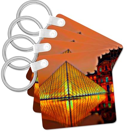 3dRose, The Louvre Image Of Light Infused Painting, set of 6 Key Chains