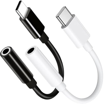 2 st typ C till 3,5 mm hona hörlursadapter, USB C till Aux Audio Dongle kabel hörlursuttag omvandlare kompatibel med iPhone 15,Samsung Galaxy