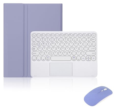 Funda Teclado para iPad Air 6.ª Gen 11 Pulgadas M2 2024 con Trackpad, Español Ñ Teclado Bluetooth Magnético Desmontable con Ultra Delgada Funda y Ratón Recargable para iPad Air 6.ª Gen, Púrpura-C