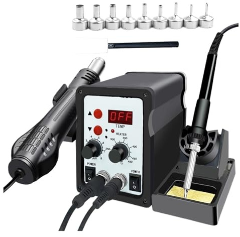 Stazione di saldatura Stazione Di Saldatura 2 In 1 Digitale ESD Soffiatore Ad Aria Calda Pistola Termica Saldatrice Saldatore SMD Dissaldatura Stazione Di Rilavorazione Strumento Funzioni pratiche(858