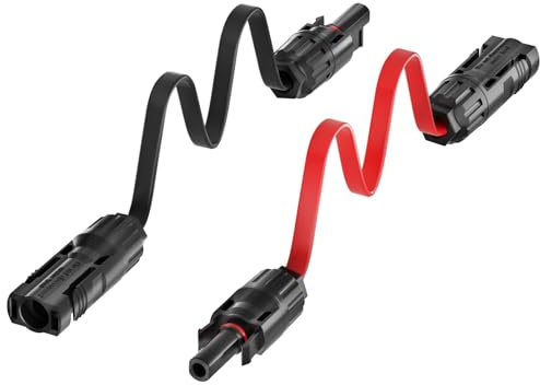 MXRPV 2 Stück Solarpanel Flachkabel 4mm²,100cm Solarkabel Fensterdurchführung,Flexibel PV Flach kabel für Balkonkraftwerk und Solarkraftwerk