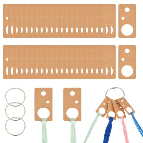 BENECREAT 100 goccia di Filo Interdentale, Rettangolo Carta Avvolgimento Filo Scheda Scheda, Anello Porta Rocchetti per Filo Da Ricamo per Riporre Oggetti Da Cucito Fai Da Te