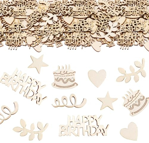 100 Stück Groß Tischdeko Geburtstag, Holz Happy Birthday Deko Konfetti Geburtstag, Streudeko Geburtstagsdeko Tisch Holz Konfetti, Geburtstag Tischdeko für Frau Mann, Confetti