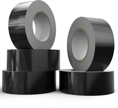 SWRT 9 Mil 5-Pack Black Heavy Duty Duct Tape Strong Adhesive, 2 in x 30 YD (Total 150YD) Duct Heavy Duty Waterproof All Weather Black Duct Tape No Residue Sealing & Patching for Indoor&Outdoor Repair