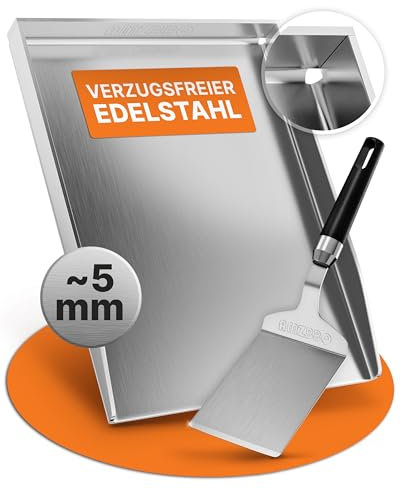 AMZBBQ® Set Plancha Premium – per Weber Spirit/Broil King Baron & Crown – circa 5 mm in acciaio inox – 20% più forte – piastra a gas