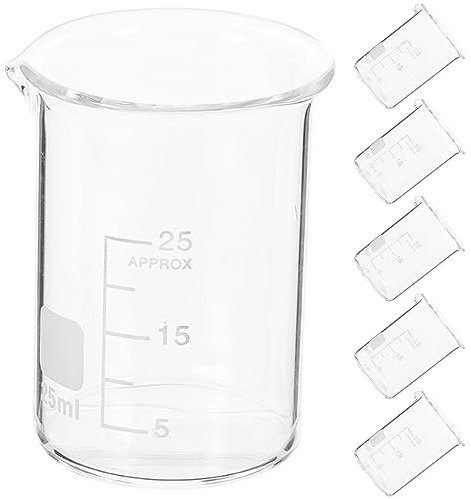HAWILLOSCH 6piezas Taza Medidora De Alta Temperatura De Vasos De Vidrio Para Química Cristalería De Laboratorio Vasos Medidores De Vidrio Para Experimentos El Laboratorio De Química