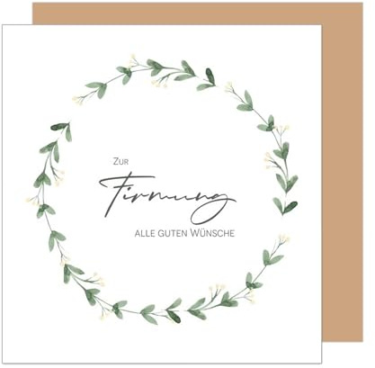 Edition Seidel Premium quadratische Glückwunschkarte zur Firmung mit Umschlag. Firmungskarte mit Spruch Karte Grußkarte Junge Mädchen Jugendliche Kranz Zweige (FIQ119 SW025)