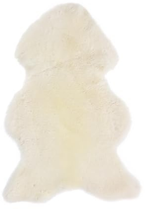 Vanuba - Tapis Naturel en véritable Peau de Mouton 110-120 cm (XL), Doux et Chaud pour séjour, Descente de lit ou Coin Cosy - Confort et décoration chaleureuse - Blanc