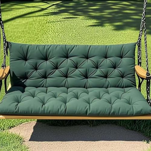 Eashaoo Large Bench Cushion for Outdoor Garden Patio, Waterproof Lounge Swing Pad with Backrest, Comfortable Seat Cushion, Non-slip Canopy Furniture 2 3 Seater Mat (150x100x10cm,Green)