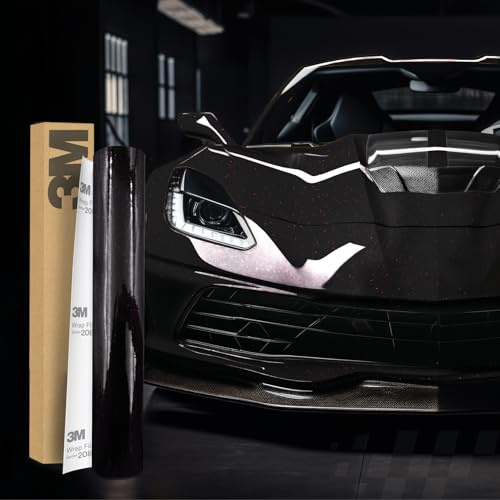 3M 2080 Car Wrapping Folie 30x152cm Selbstklebende Autofolie für Auto Motorrad Boot 3D Lackschutzfolie mit Luftkanälen zum Folieren (GP282 Ember Black)