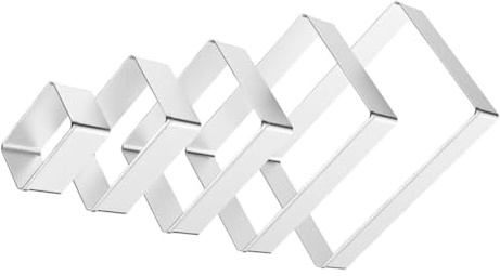 VALICLUD Lot De 5 Emporte-pièces Rectangles En Acier Inoxydable, Moules à Gâteau Mousses Rectangulaires Polyvalents, Ustensiles Pâtisserie Pour Biscuits Et Fondant, Usage Domestique Et Professionnel