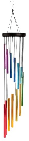 Carillons à Vent Métalliques pour Extérieur | Carillons extérieurs en métal - 12 Tubes Accordés Cloches 8.5cm de Diamètre Longueur 60cm Imperméable pour Porte Balcon Terrasse Méditation