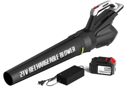 Kozenix - Soplador de hojas inalámbrico de 21 V con 1 batería de 4000 mAh, ajuste de velocidad de 2 niveles, diseño ligero de 3.5 libras para eliminación de polvo, nieve y limpieza de patio