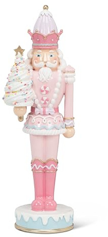 Abbott Collection Shiny Large Candy Nutcracker Decorative Figurine - Resin, Pink (18 inches H)