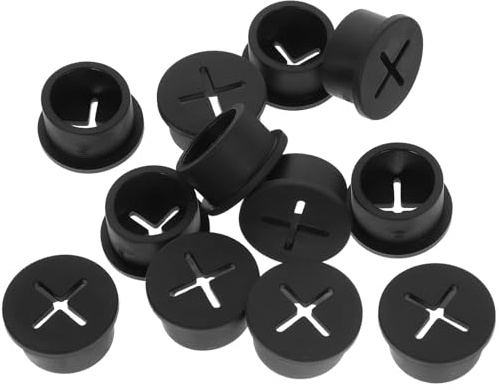 Amosfun 12 pezzi Passacavi Gomma per Scrivania Copri Cavi Rotondi Resistenti in Gomma e Plastica Tappi per Passacavo Multiuso per Mobile Ufficio e Vetrina Protezione Cavi da Spigoli