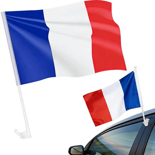 Gwezmxs Frankreich Flagge Auto 45x30cm, Fußball WM 2026 Autoflagge Fanartikel, Dekoration für Limousinen, Lieferwagen & Lastkraftwagen - France Flag