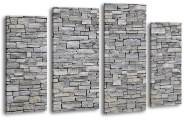 Leinwandbild Gorber Stein Grau LW257 Wandbild, Bild auf Leinwand, 4 Teile, 180x100cm, Kunstdruck Canvas, XXL Bilder, Keilrahmenbild, fertig aufgespannt, Bild, Holzrahmen, Wand, Stein, Fels,
