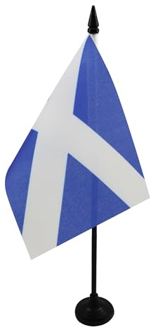AZ FLAG - Skottlands bordsflagga - 15 x 10 cm - mini skotsk kontorsflagga 100% polyester med 25 cm skaft och svart plastbas
