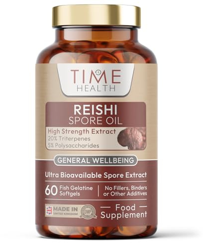 Reishi Spore Oil 500mg Softgels - 20% Triterpenes - 5% polysaccharides - Zero Additives - GMP Standards - UK Made - Zero Additives (60 Softgels)
