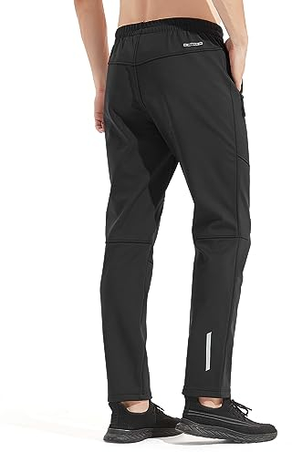 INBIKE Laufhose Herren Lang Winter Wasserdicht Winddicht Atmungsaktiv und Warm Fahrradhose Traininghose Wanderhose Jogginghose Schwarz M