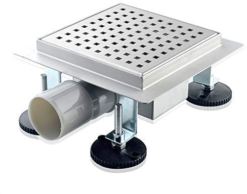 S SIENOC Duschrinne, Siphon mit Geruchsstop und Haarsieb Randablauf | Befliesbar Edelstahl Ablaufrinne, Bodenablauf, Duschablauf sehr flach, Komplettset mit Bodenbefestigung 30cmx30cm