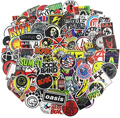 Adesivi Musicali 100 Pezzi Rock And Roll in Vinile per Personalizzare Laptop, Organo Elettronico, Chitarra, Pianoforte, Casco, Skateboard, Adesivi per Graffiti Bagagli