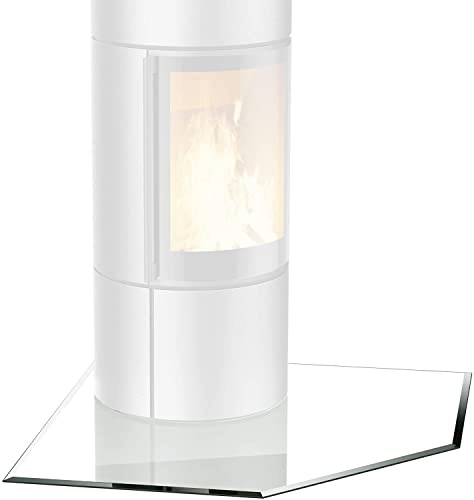 BIJON Glasplatte Fünfeck für Kaminofen mit Dichtlippe, Glasbodenplatte - Funkenschutzplatte Glas mit Facettenschliff, Kamin Hitzeschutz, ESG Sicherheitsglas 115 x 115 x 70 cm x 6mm
