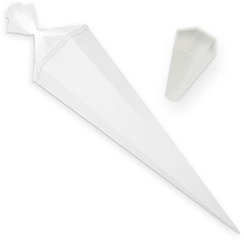 itenga Set Bastelschultüte eckig 85 cm inkl. Spitzenschutz - Schultüte Zuckertüte Rohling 1. Schuljahr (Weiß)