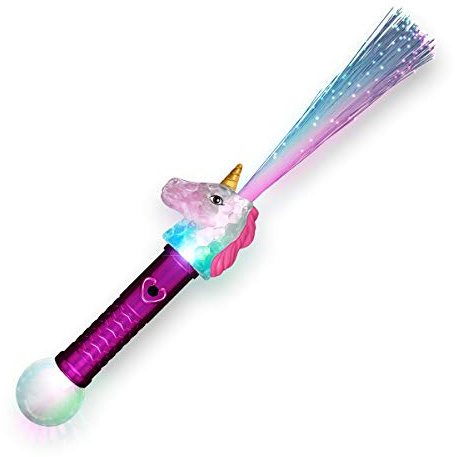 FlashingBlinkyLights Light Up Unicorn Wand with Color Changing Fiber Optic LED Lights Magic Wand for Girls