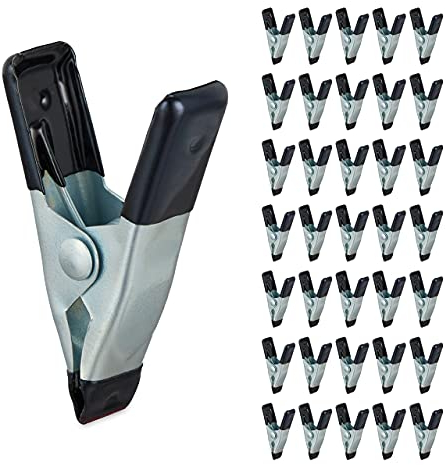 Relaxdays Klemmen im 36er Set, Leimzwingen zum Basteln, Modellbau, Metall, Spannweite 20 mm, Klemmzwingen klein, schwarz