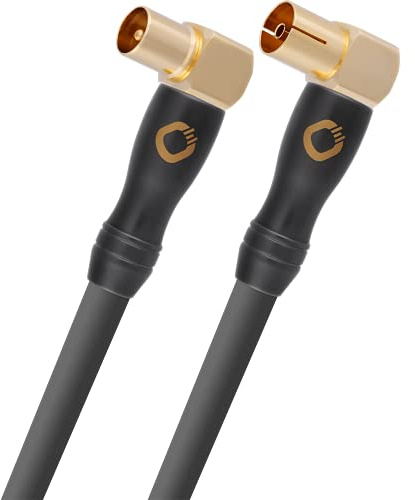 OEHLBACH Transmission Shift HD - Cavo antenna ad angolo di 90 gradi, prodotto in Germania, cavo coassiale Ultra HD 4K per TV, radio, TV via cavo, HDTV, schermatura a 4 vie, 10 m, colore: Antracite