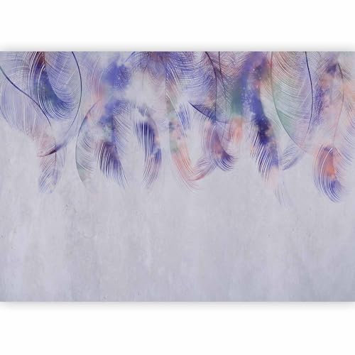 murando Papier peint intissé Plume 350x256 cm Décoration Murale XXL Poster Tableaux Muraux Tapisserie Photo Trompe l'oeil Boho Abstrait Ornament violet gris a-A-10040-a-a