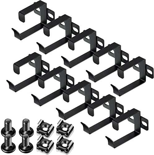 10 Pieces Server Rack Cable Management D Ring Hooks Cable Hooks Black Cable Management Rack Wire Organizer Cable Organizers Vertical Rack Mount Server Rack Accessories for Network Cables Fiber Optic